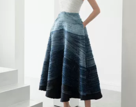 大摆长裙大摆重工渐变牛仔蓝抹胸小礼服女越南...