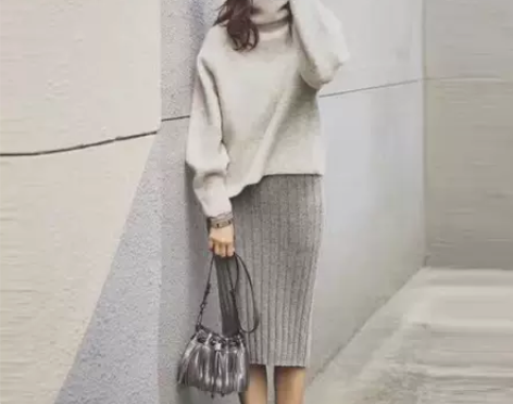 秋冬新款羊绒半身包臀裙女加厚中长款高腰显瘦...