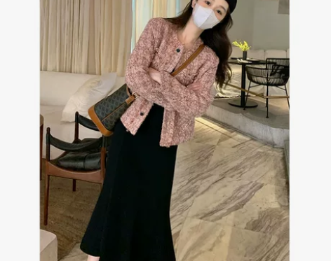 针织鱼尾裙半身裙秋冬女冬天配毛衣高腰显瘦a...