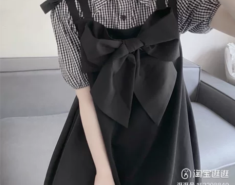 【PINKDOG】原创黑苞苞黑色背带蝴蝶结...