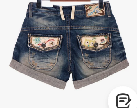 韩国2022夏季女装牛仔短裤韩版卷边阔腿大...