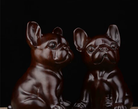 黑檀 木雕摆件《旺财》实木雕刻十二生肖狗家...