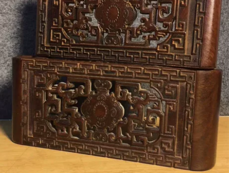 木艺木雕古玩收藏全品花梨木浮雕龙纹底座一套...