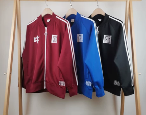 中国字样运动服侧条纹休闲外套潮牌情侣装秋冬...