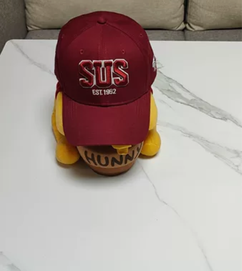 全新深红色棒球帽 男女同款 头围可通过背后...