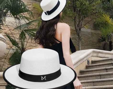 帽子女夏天出游沙滩帽海边遮阳防晒太阳草帽平...