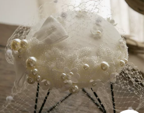 银蔓琦女童头饰法式港风珍珠小礼帽儿童晚礼服...