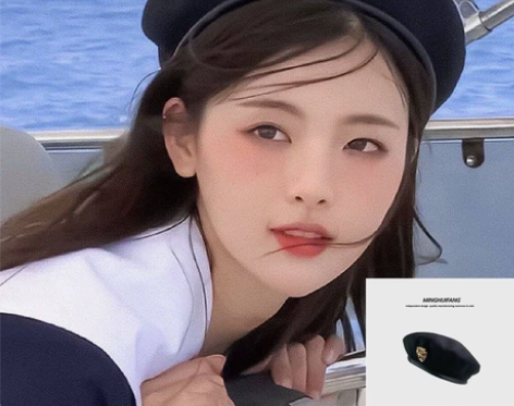 JK供感杨超越同款女贝雷帽女画家帽海军帽潮...