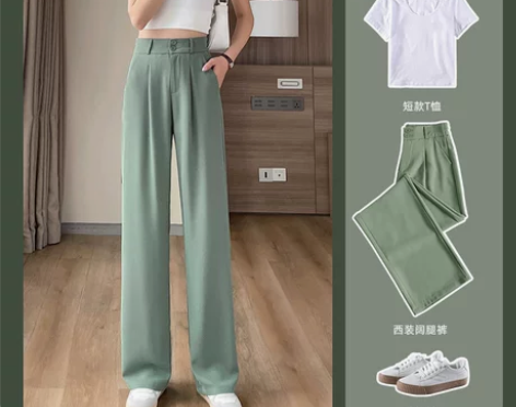 垂感西裤女夏季薄款高腰直筒阔腿裤高级感西装...