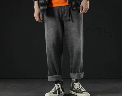 【狂欢价】港风男士牛仔裤宽松大码直筒裤春季...