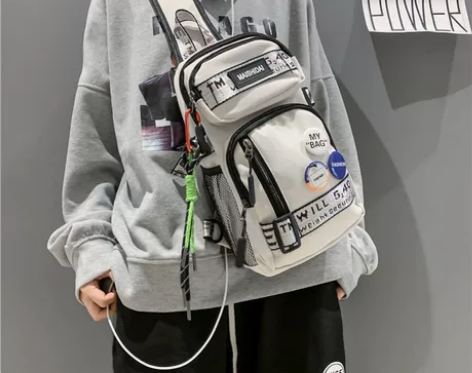 胸包女时尚潮流印花防水胸包男潮酷大容量大学...