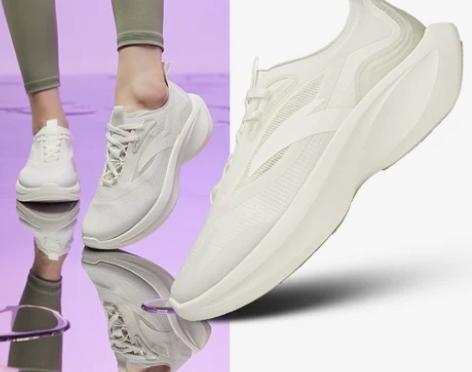 安踏叶子跑鞋女2022新款厚底增高跑步运动...