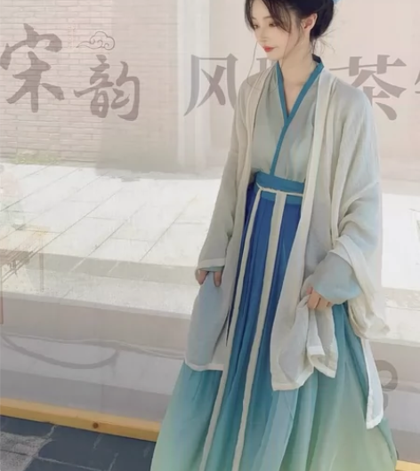 现货 司南阁【只此青绿】宋制汉服女款对穿交...