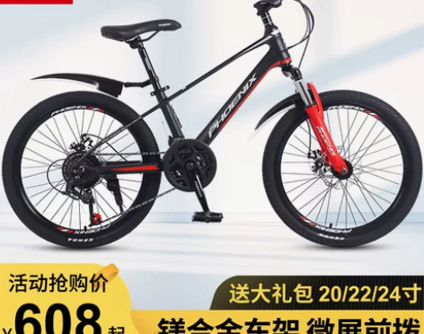 凤凰儿童自行车男孩女孩中大童单车学生变速碟...