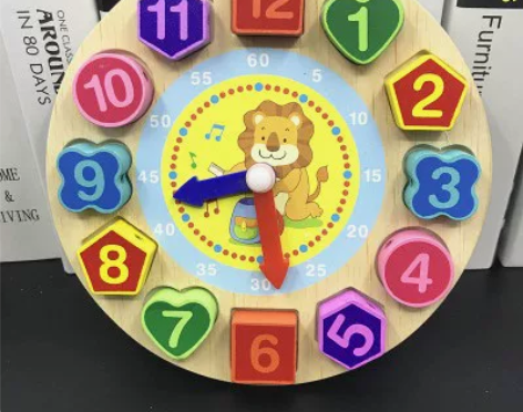 幼儿园早教益智积木男宝宝数字形状配对闹钟1...