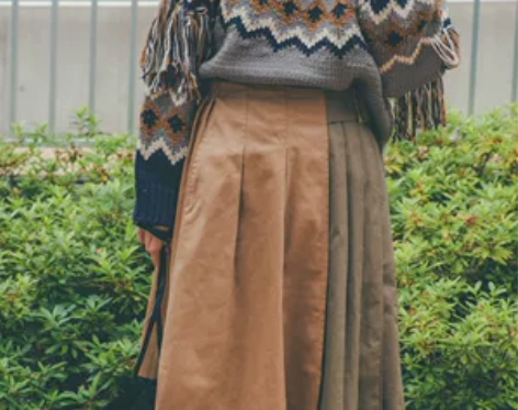 日单芬家秋款拼接色纯棉松紧腰百褶裙半身裙 ...