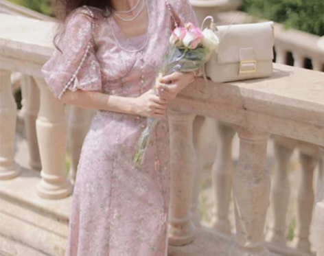 玛克茜妮商场同款蕾丝花苞裙女2022夏季新...