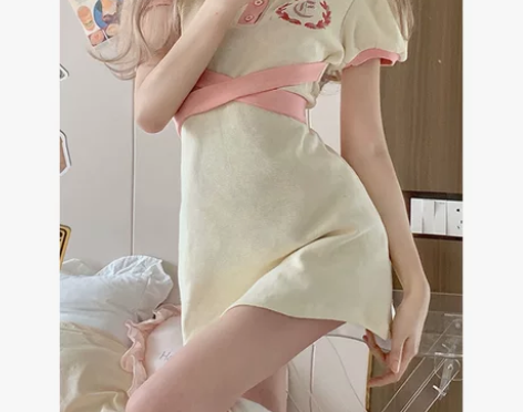 学院风奶fufu辣妹衬衫裙子女夏2022新...