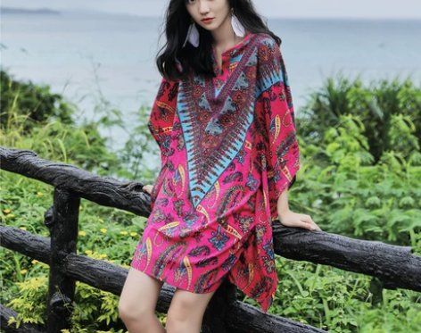 云南旅游穿搭大码女装胖mm显瘦连衣裙民族风...
