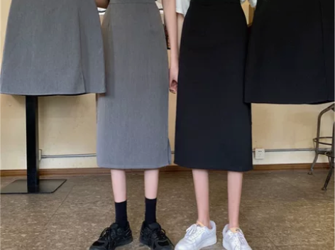 黑色半身裙女中长款夏装复古港风高腰显瘦西装...