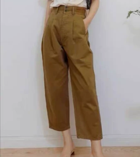 水妖同款~复古显高显瘦 重工石磨纯棉 高腰...