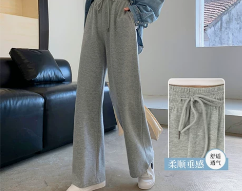 高腰休闲裤 阔腿裤高腰休闲窄版女2023春...