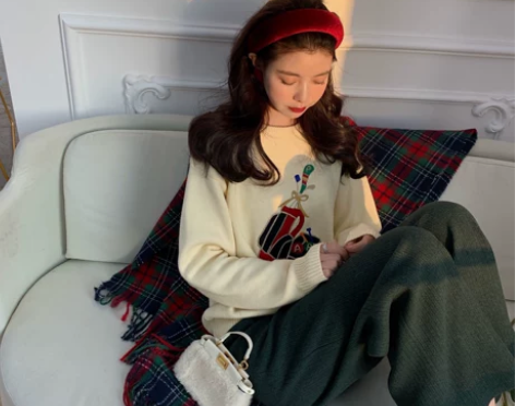 范智乔 针织阔腿裤女新款秋冬季百搭显瘦宽...