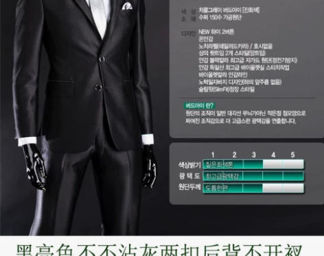 新款男士新郎礼服黑亮色西服 韩版修身男西装...