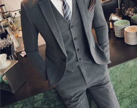 新款西装男英伦风韩版修身套装商务休闲结婚西...