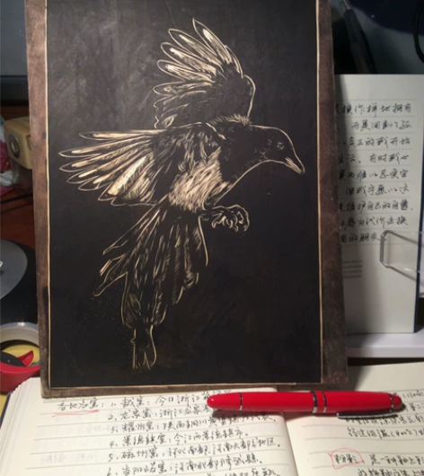 现代手工木雕版画30X22厘米180元包邮...