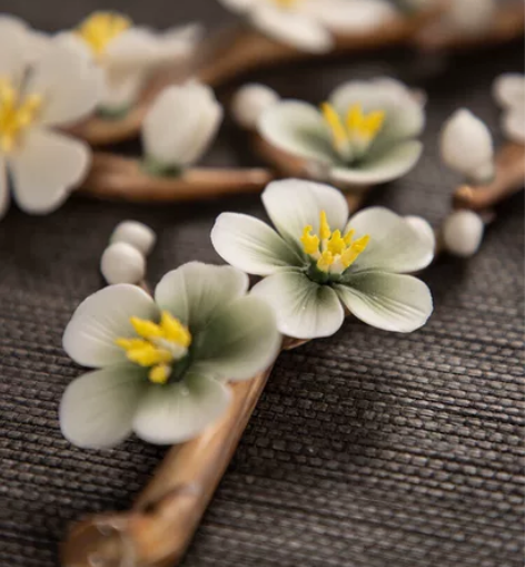 手工陶瓷线香插手捏花家用室内禅意香炉沉香檀...