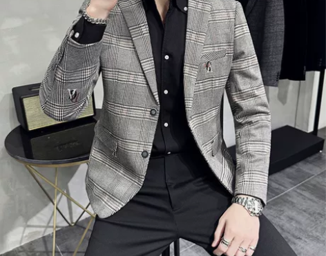FW4814 2023男士格子西装新款休闲...