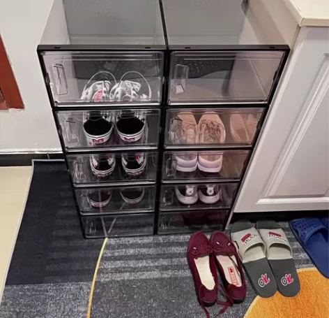 侧开磁吸鞋盒【13.8一个】收纳盒透明鞋盒...