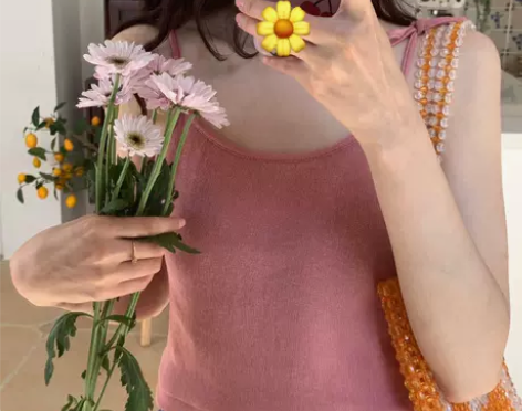 夏日晚餐-蜜桃少女针织吊带背心女外穿夏季短...