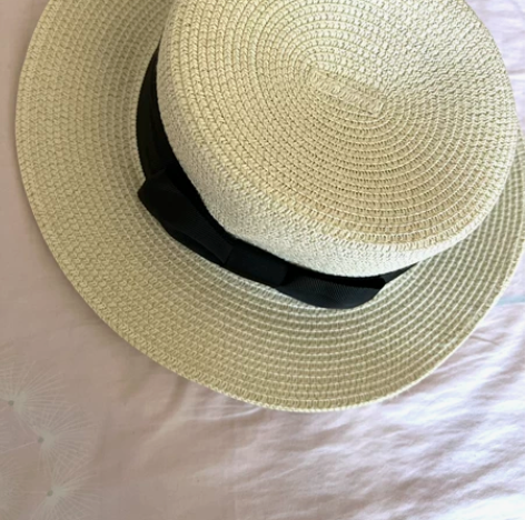 韩版草帽女夏天英伦复古平顶小清新礼帽遮阳防...