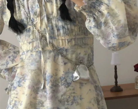 长/短款碎花连衣裙女夏小个子收腰显瘦气质法...