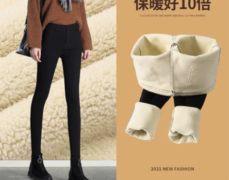 羊羔绒打底裤女外穿2022春装新款加绒加厚...