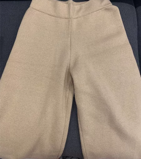 zara秋冬厚实羊毛阔腿裤 卡其色，含羊毛...