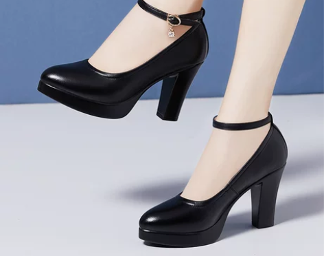 真皮高跟防水台旗袍模特单鞋粗跟软牛皮大码