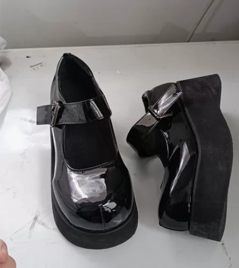 30包邮全新35码黑色厚底小皮鞋jk鞋增高...