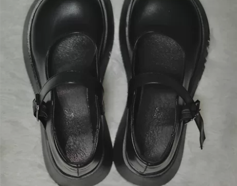 黑色哑光厚底玛丽珍鞋女2023年新款春夏日...