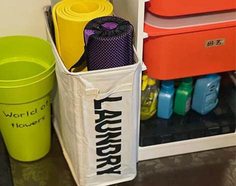 【清仓！！】瑜伽垫收纳架布艺可折叠脏衣篓入...