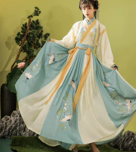 玉术原创汉服女羽集晋制齐腰魏晋风交领中国风...