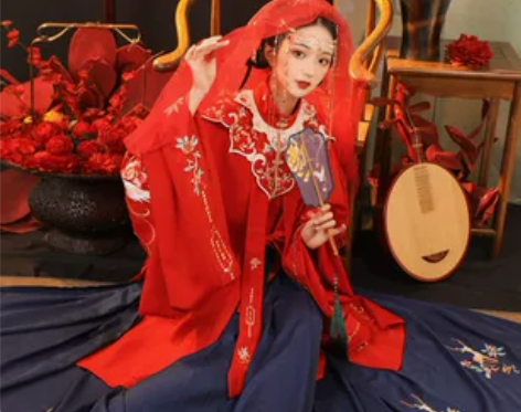裳云兮原创（遇红妆）花嫁汉服明制立领对襟长...
