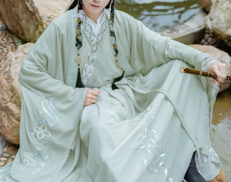 清梳原创韶华汉服情侣款魏晋风交领齐腰绣花四...