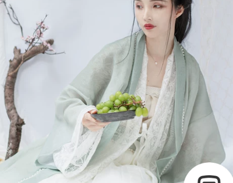 司南阁原创【清平乐】宋制汉服女款绿色直领衫...