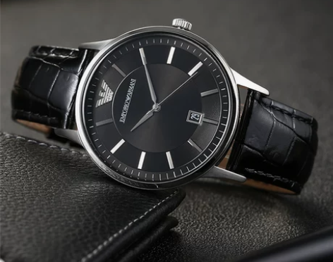 Armani阿玛尼手表男士正品黑色皮带简约...