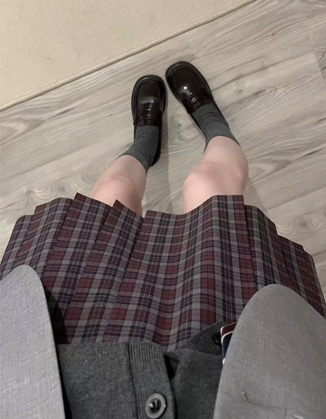 女学生冬至/原创正品红色JK制服格裙百褶裙...