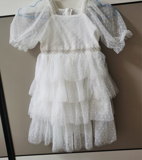 女童仙女裙，女童连衣裙，女童白色连衣裙，女...