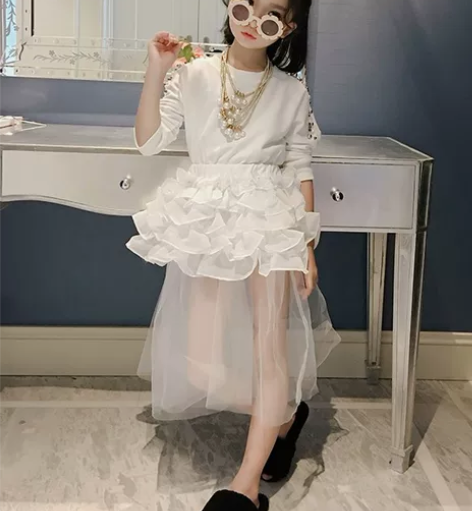 奇米迪 童装女童卫衣裙儿童假二件蛋糕裙时尚...